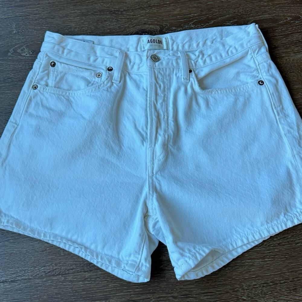 Agolde White High-Rise Denim Shorts